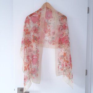 DIANE VON FURSTENBERG sheer floral print scarf